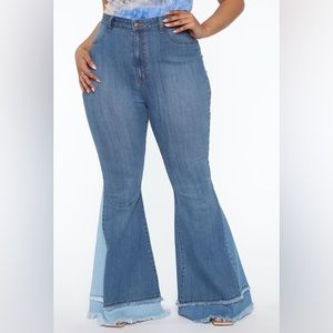 Only The Best Vibes Bell Bottom Jeans - Medium Blue Wash